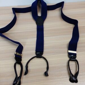 Suspender Mens Blue Button End Adjustable Stretch Y Back Braces Preppy FRATELLO